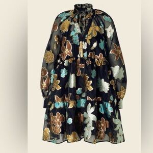 Stine Goya Jasmine Balloon Sleeve Dress Sz M Flower Garden Autumn Print